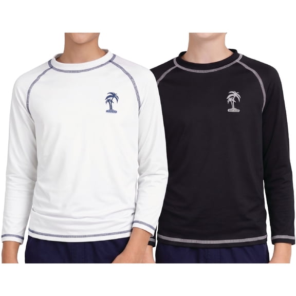 iXtreme Boys Rash Guard - 2 Pack Quick Dry UPF 50  Sun Protection Long Sleeve Swim Shirt (8-18)