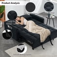 thumbnail image 4 of MIKIBAMA 55" Velvet 3 In 1 Convertible Sofa Bed with Side Pockets & Adjustable Backrest, Perfect for Living Room,Black, 4 of 7