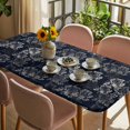 thumbnail image 3 of Vintage Flowers Table Cloths for 6 Foot Rectangle Tables, Dark Blue Dandelion Plants Pastoral Botanical Patio Waterproof Elastic Fitted Tablecloths, Washable Rectangular Table Cover for Camping, 3 of 8