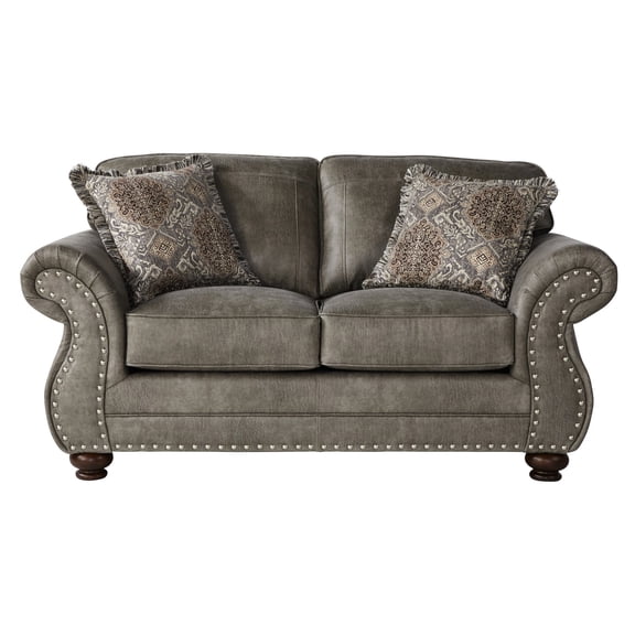 Stone Gray Faux Leather Design | Durable Fabrics, Self - Welt | Ideal for Entertaining in Living Room