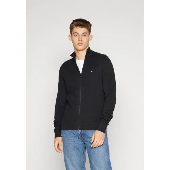 Tommy Hilfiger CHAIN RIDGE STRUCTURE ZIP THRU - Cardigan - Black Size Large