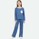 thumbnail image 1 of Conjuntos de blusas y camisas de cuello redondo y manga larga para niños Invierno Conjunto de dos piezas de ropa de casa de color liso Camisas de manga larga Pantalones largos y pijamas Top de poliést, 1 of 5