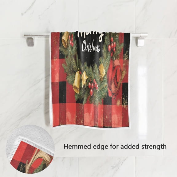 BZSMCE Bath Towel 30 X 15 in Soft Towel Design Elegant Plaid Christmas Print Design Pattern