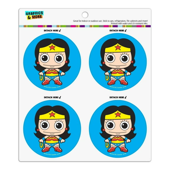 Wonder Woman Cute Chibi Refrigerator Fridge Locker Vinyl Circle Magnet Set