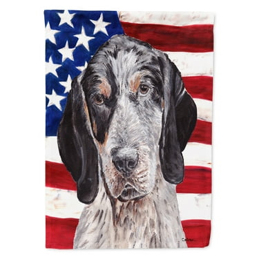 Carolines Treasures SC9625CHF Blue Tick Coonhound with American Flag USA Flag Canvas House Size  Large multicolor