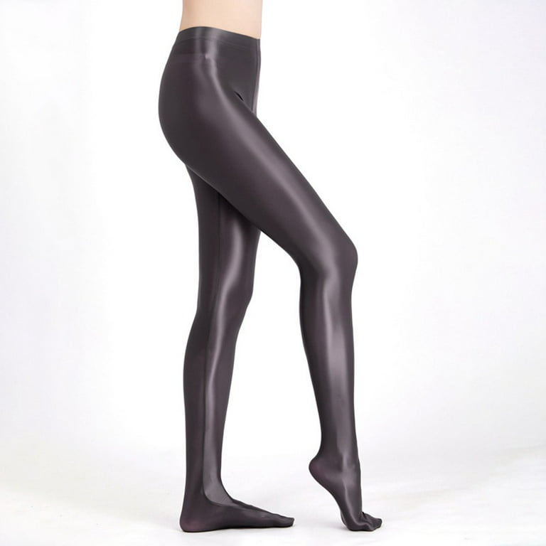 Women Seamless Satin Oily Glossy Silky Leggings High Waist Pantyhose Glitter