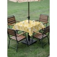 thumbnail image 3 of Outdoor Tablecloth with Umbrella Hole and Zipper, Yellow Geometric Square Table Cloth 54x54 Inch Waterproof Tablecloth, Morocco Modern Abstract Plaid Art Picnic Table Cover for Patio Camping, 3 of 7