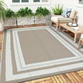 thumbnail image 2 of Gavee 8'x10' Waterproof Outdoor Rug, Reversible Patio Area Rug Indoor Outdoor Carpet, Plastic Modern Geometric Carpet for RV Camping Deck Balcony, Porch, Picnic, with Storage Bag, Gray and Brown, 2 of 9