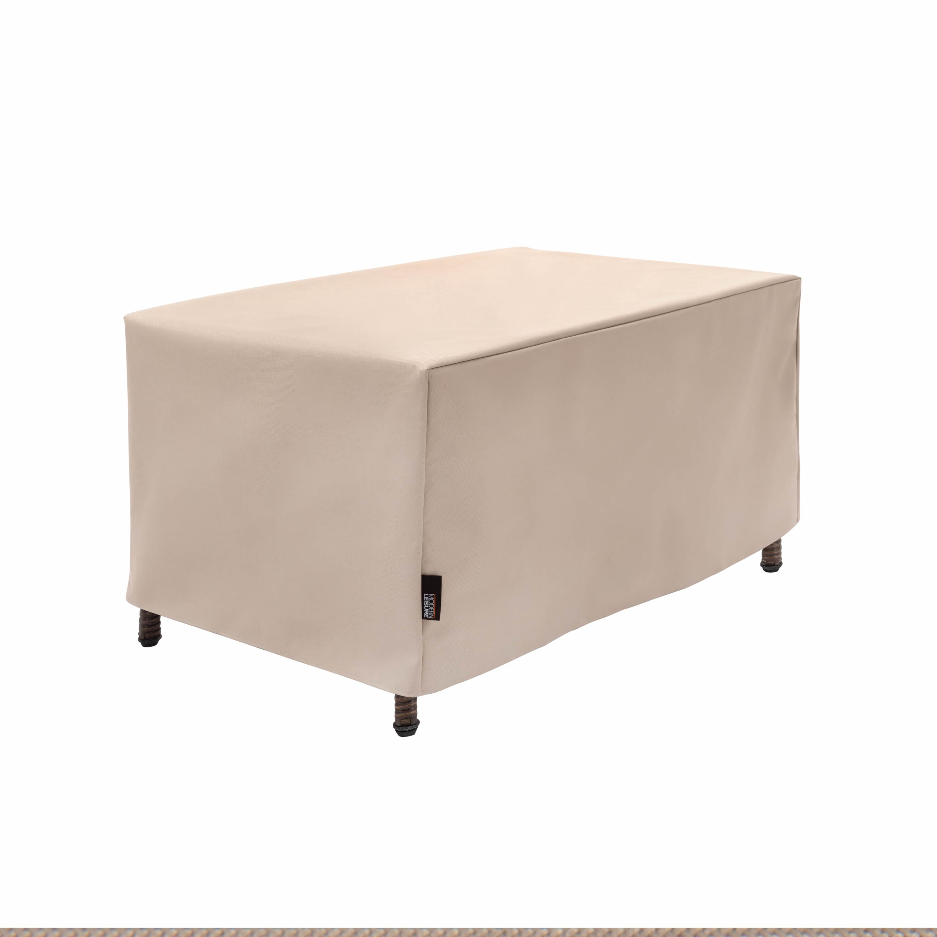 Modern Leisure Basics Patio Ottoman/Coffee Table Cover, 37"L x 22"W x 17"H, Beige