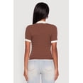 thumbnail image 5 of Women's Contrast Trim Cable Knit Sweater Polo, 5 of 5