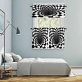 thumbnail image 6 of Abstract Plaid Kitchen Curtains Valances and Tiers Set of 3 Twisted Black White Checkerboard Tier Curtains and Valance with Rod Pocket for Small Windows, 27.5"x24", 6 of 9