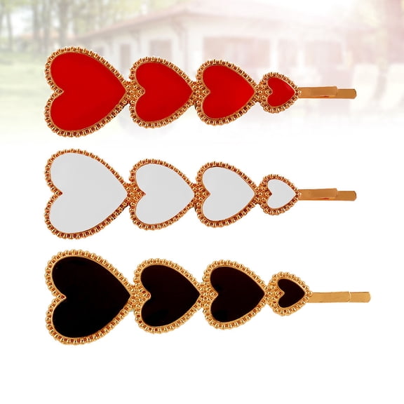 SOPOTUTU Heart Alloy Hair Clip Bobby Pin Decorative Assorted Color Party Banquet Accessory for Girls Women's 3pcs 1.5inx1.2in