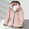 thumbnail image 2 of Mens Windbreaker Jackets Windbreaker Front-Zip Jacket Solid Color Outdoors Mountaineering Wearproof Warm Zipper Multi-pocket Coat Long Sleeve Jacket Pink M, 2 of 3