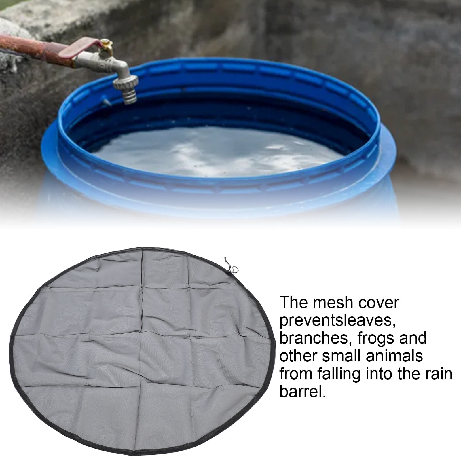 Suodoka 4Pcs Mesh Cover for Rain Barrels Water Collection Tank Protector Netting Screen with Drawstring, 37.4 Inches / 95 cm Diameter, Outdoor Garden Tools