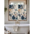 thumbnail image 4 of Vintage Blue Floral Bathroom Window Curtain, Butterflies Watercolor Flower Linen Light Filtering Coffee Kitchen Curtains, Bedroom Living Room Curtains 2 Panel 84"x54", 4 of 6