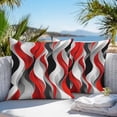 thumbnail image 3 of Throw Pillow Covers 16x16 Inch Set of 2, Red Black Grey Waterproof Outdoor Pillow Covers, Moire Modern Artwork Abstract Decorative Cushion Pillowcases for Couch, Sofa, Bed, Garden, Patio, 3 of 9