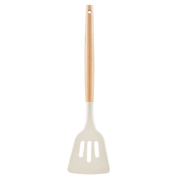 HomeLife Cooking Spatula Easy to Clean Non-Stick Food Grade Good Grip Hanging Hole Cooking Utensil High Temperature Resistant Wooden Handle Frying Spatula Soup Ladle Kitchen Gadget