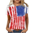 thumbnail image 2 of T-Shirts d'Été pour Femmes Grande Taille à Manches Courtes T-Shirts d'Été Décontractés à Col Rond pour Femmes T-Shirts à Manches Courtes à Imprimé Drapeau Coupe Ajustée Hauts Basiques Tees Blouses T-Shirt à Col en V pour Femmes en Liquidation, 2 of 6