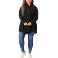 thumbnail image 3 of Plus Size Shirts for Women Chambray Top Button Down Denim Shirts Tops 2025 1X Black, 3 of 7