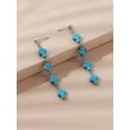 thumbnail image 2 of Western 2 3/4" pierced silver & turquoise stone four cross earrings, 2 of 3