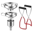 thumbnail image 1 of Stainless Steel Jam Funnel with Jar Tongs and 3 Funnels SHAR, 1 of 5