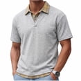thumbnail image 6 of Josdec Men's Layered Plaid Collar Short Sleeve Polo Shirt, Casual V-Neck Pullover for Summer Daily & Office Wear M-XXXL, 6 of 6