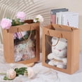 thumbnail image 4 of 8 Packs Gift Bags with Transparent Window Kraft Paper Shopping Bags with Handle for Baby Shower Birthday Wedding Party Anniversary Florist Packing 12.6x10.24x0.22inch for DIY, 4 of 5
