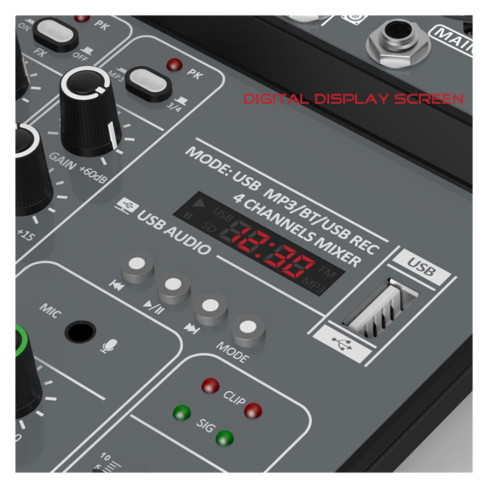 Mixer 4 channel Dj Mixing Console Met Bluetooth 48V Phantom Power Monitor Systeem Usb Mixer ,Easy to Operate