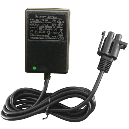 pannbo 24V B-Type Plug Charger for 24-Volt Gravedigger Monster Truck & Yamaha Grizzly Ride On Toy Car, 24V 0.6A Power Adapter with LED Indicator, UL Listed (1-Pack)