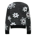 thumbnail image 3 of Trendy Sweater Cardigans Womens Long Sleeve Button Up Flowers Pattern V Neck Casual Soft Cotton Knit Blouse Tops (M, Black), 3 of 7