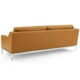 thumbnail image 4 of Armchair and Loveseat Sofa Set, Leather, Steel, Tan, Modern Contemporary Urban Design, Living Lounge Room Hotel Lobby Hospitality, 4 of 6