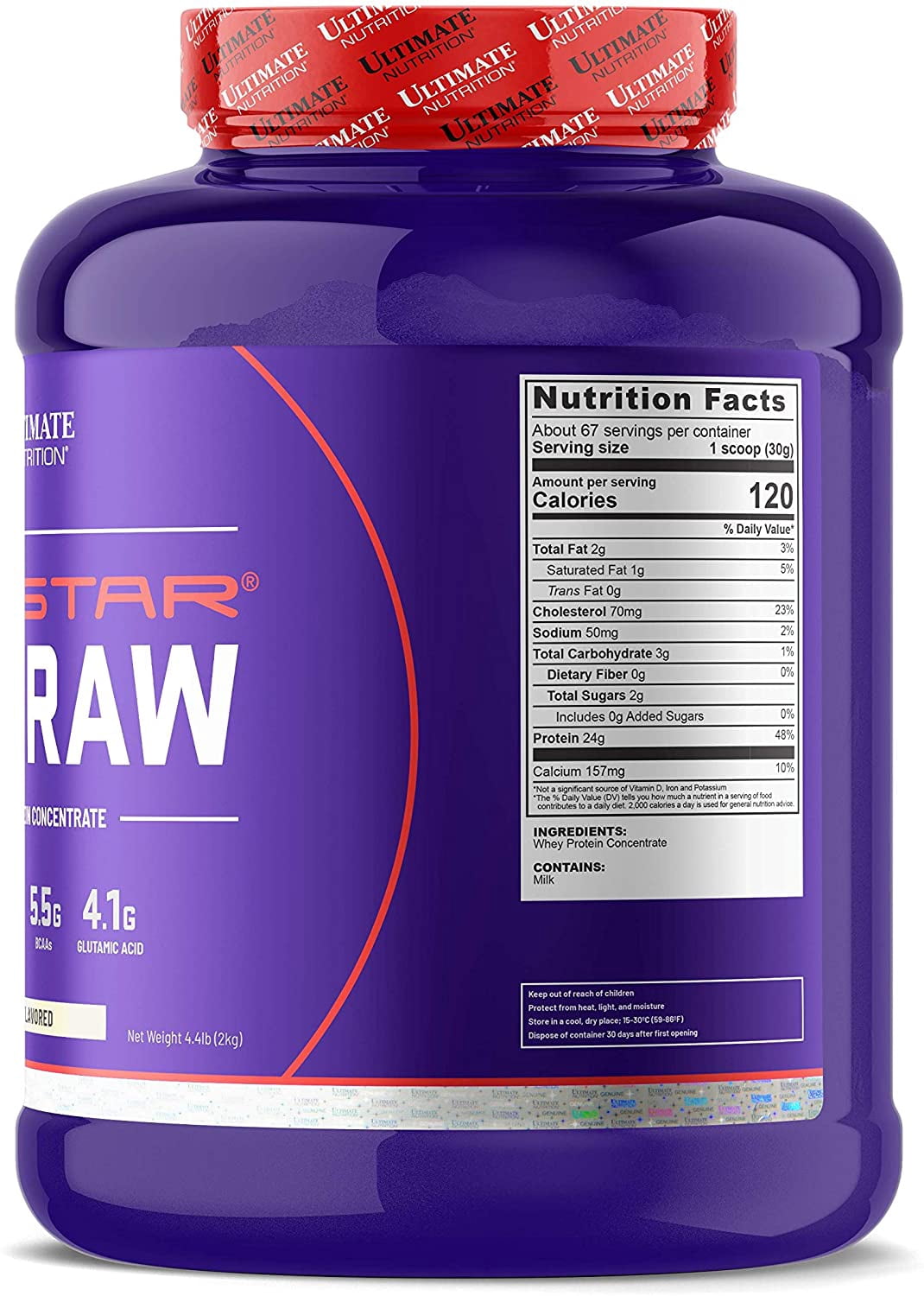 Ultimate Nutrition Prostar Raw Whey Protein Concentrate Powder-4.4lb