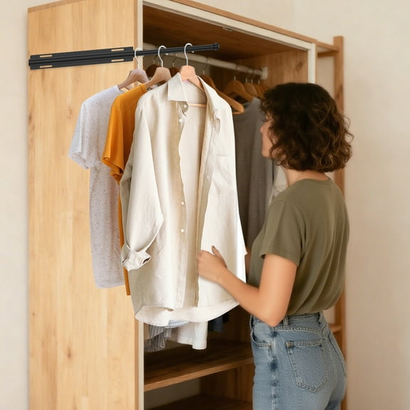 Valet Rod for Closet Pull Out Retractable Slide Out Valet Rod Closet Organization 13" Aluminum Valet Clothing Hanger Rods Perfect for Suits Dresses & Freshly Pressed Clothes