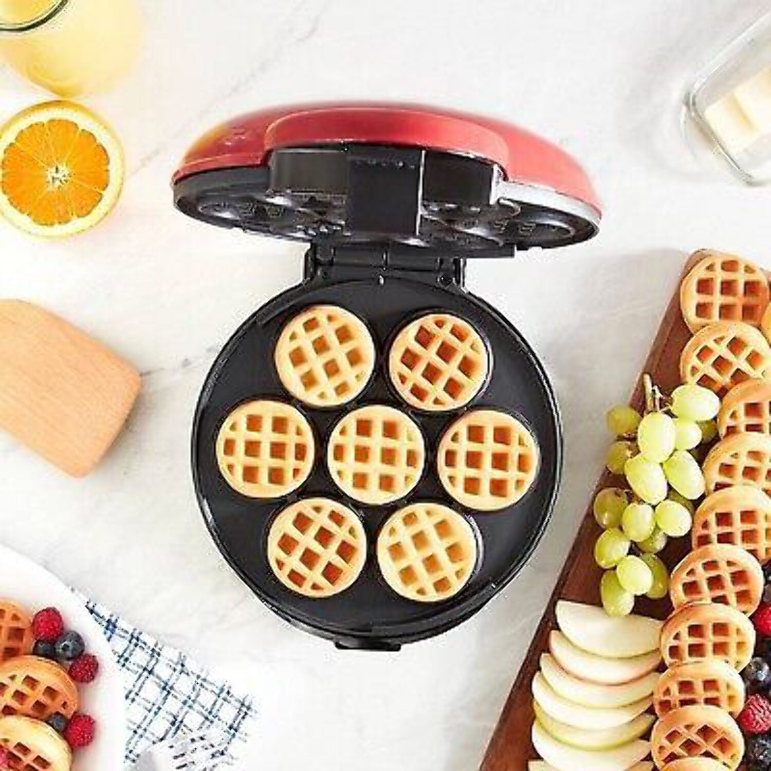  DASH Express 8” Waffle Maker for Waffles, Paninis, Hash Browns  + other Breakfast, Lunch, or Snacks, with Easy to Clean, Non-Stick Cooking  Surfaces - Red : Grocery & Gourmet Food