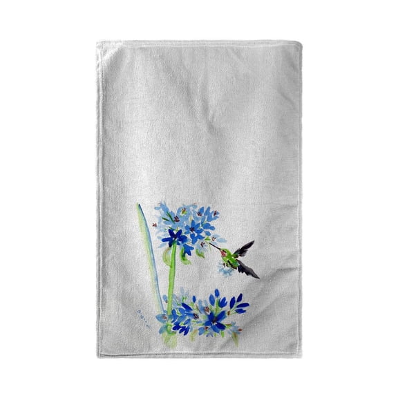 Betsy Drake Interiors Hummingbird & Blue Flower Beach Towel