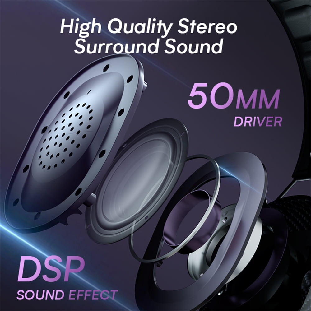 Wireless Gaming Headsets with Microphone for PS5/PS4/PC/Switch,Bluetooth/2.4G/Wired Headphones with Microphone Detachable Noise-Canceling,Stereo Sound,Light,Foldable,Portable,Black