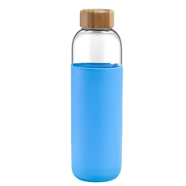 Vaso de doble capa de 550ml con funda de silicona, aislamiento térmico, taza de agua bonita portátil, taza de mano con tapa de bambú