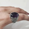 thumbnail image 4 of Amethyst Mans Ring, Natural Amethyst, February Birth, Silver Jewelry, 925 Silver Ring, Birthday Gift, Heavy Mens Ring, Arabic Design, Ottoman Style Ring, Christmas, Turkey Mens Signet Ring, 4 of 8