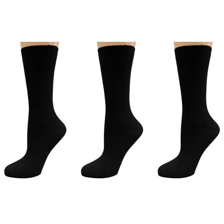 

Sierra Socks Diabetic/Arthritic Rayon from Bamboo Soft Crew Comfort Top 3 Pairs Socks (Black)