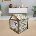 thumbnail image 3 of Geometric Pet House, Line Art with Circle Triangles and Chevron Zigzags Vintage Art Print, Outdoor & Indoor Portable Dog Kennel with Pillow and Cover, 5 Sizes, Yellow Black White, by Ambesonne, 3 of 5