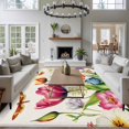 thumbnail image 3 of 5'x7' Area Rugs, Spring Floral Indoor Outdoor Area Rug for Living Room Bedroom, Summer Tulip Elegant Botanical Butterfly Washable Bathroom Rugs Kitchen Floor Carpet Mats Home Decor Aesthetic, 3 of 8