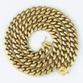 thumbnail image 2 of Mens Heavy Miami Cuban Link Chain Choker 14k Gold Plated Hip Hop Thick Stainless Steel 8mm/10mm/12mm/14mm/16mm Necklace/Bracelet, 2 of 7