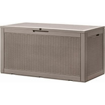 YSNW 100 Gallon Large Resin Deck Box Waterproof Outdoor Storage with Padlock Indoor Outdoor Organization and Storage Container for Patio Furniture Cushions, Garden Tools (Brown)