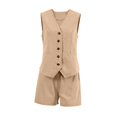 thumbnail image 4 of vigerkar 2 Piece Women's Sets Suits Clothes Business Casual Outfits for Women Suit Jackets Blazers for Women Shorts Suits Khaki, M, 4 of 9