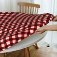 thumbnail image 5 of Round Fitted Tablecloth 52 Inch, Watercolor Red Black Gingham Plaid Fitted Tablecloth Round Elastic Fitted Table Covers Stain Resistant Tablecloths Table Protector for Dining Table, Buffet Parties, 5 of 8