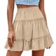 thumbnail image 1 of TaTaai Women's High Waist Mini Skirt Solid Color Linen Feel Ruffle Hem Casual Elastic Waist A-Line Summer Short Skirt Gift, 1 of 5
