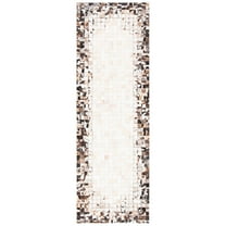 SAFAVIEH Studio Leather Claude Geometric Runner Rug, Beige/Brown, 2'3" x 7'