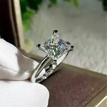 "Princess Cut Lab-Created Diamond Women's Birthday Gift Ring | 14K White Gold Plated | Elegant Jewelry"