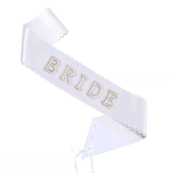 Bride Sash for Pearl Bachelorette Party White for Decorations