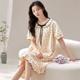 thumbnail image 2 of Camisones de cuello cuadrado para mujer, vestido de noche con estampado Floral, pijama de una pieza, ropa de dormir suelta de manga corta, 2 of 5